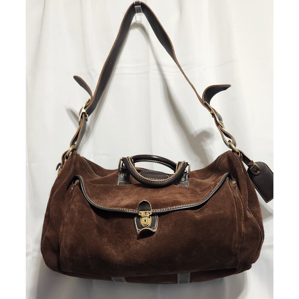 VERY RARE Vintage FRENCH LUGGAGE CO Brown Suede Carry On Duffle Bag READ!!